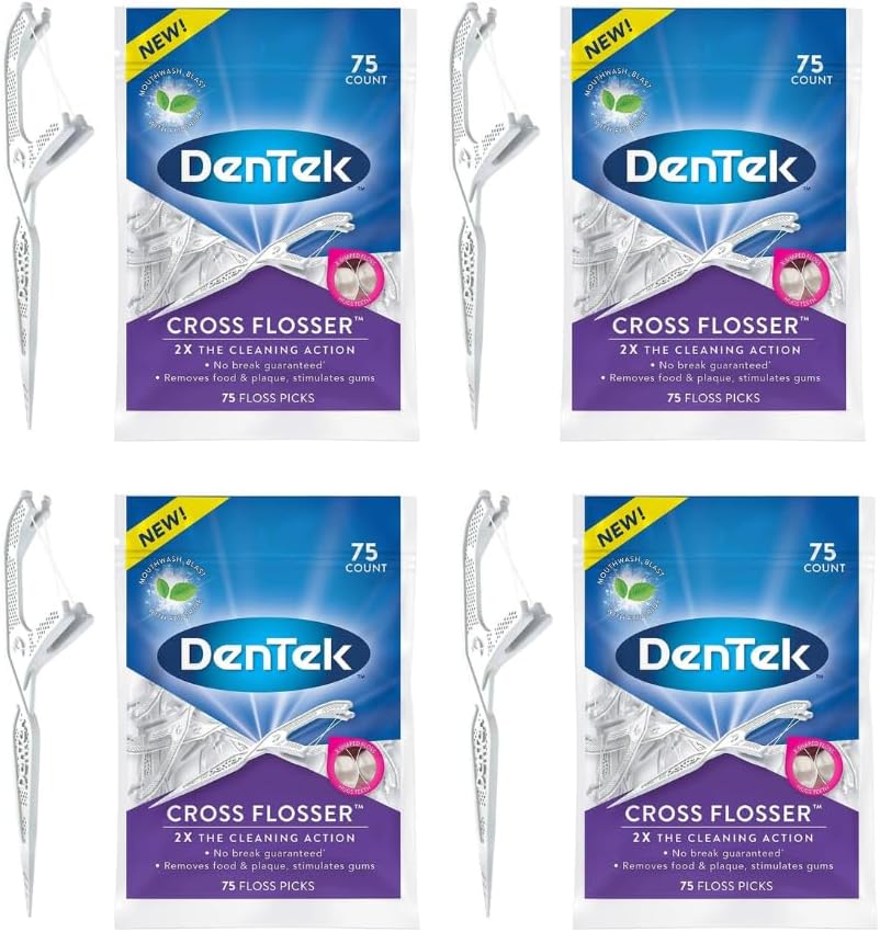 DenTek Cross Flosser Plaque Control Floss Picks, 75 Count, Pack of 4 — product view