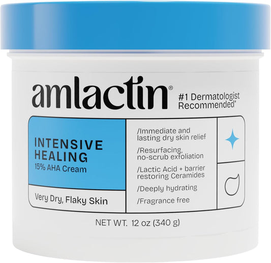 AmLactin Rapid Relief Restoring Body Cream, 15% Lactic Acid, 12 oz (340 g) Tub