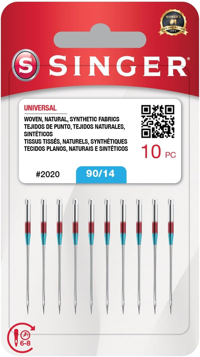 Singer Universal 2020 Sewing Machine Needles, Size 90/14, Pack of 10