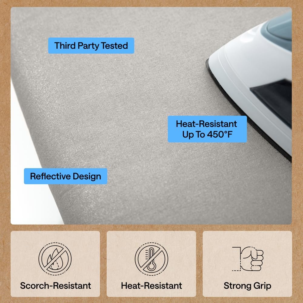Gorilla Grip Padded Ironing Board Cover, 15 x 54 Inches, Silver - view 5