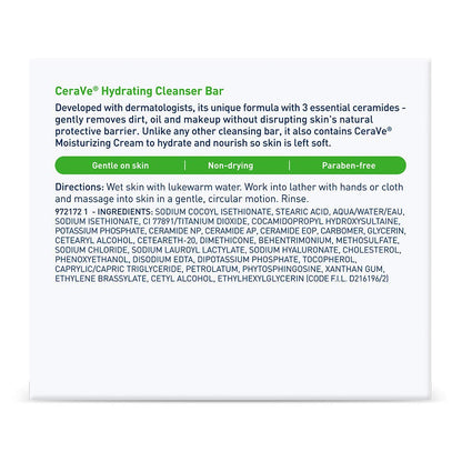 CeraVe Hydrating Cleanser Bar, Soap-Free Face & Body Cleanser, Pack of 2 - view 6