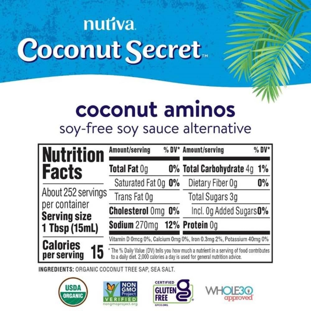 Coconut Secret Coconut Aminos Soy-Free Seasoning Sauce 8 fl oz (237 ml) - view 2
