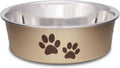 Loving Pets Bella Stainless Steel Dog and Cat Bowl, Small, Champagne