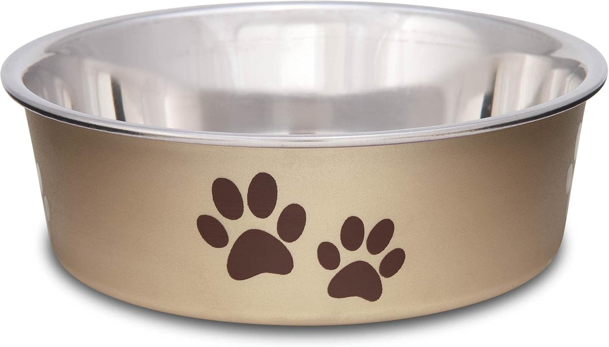 Loving Pets Bella Stainless Steel Dog and Cat Bowl, Small, Champagne — product view
