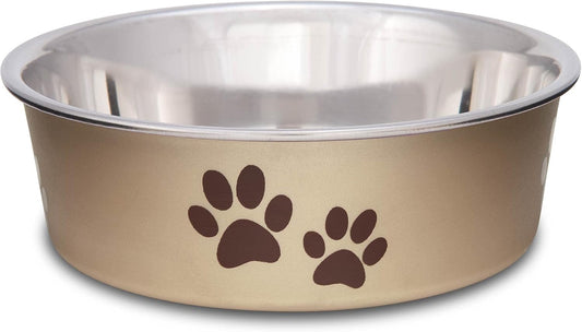 Loving Pets Bella Stainless Steel Dog and Cat Bowl, Small, Champagne