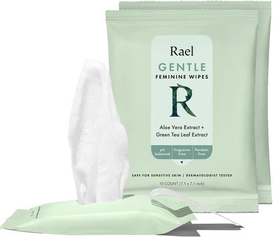 Rael Flushable Feminine Wipes, Travel Size, 10 Count, Pack of 3