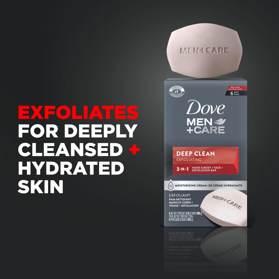 Dove Men+Care Deep Clean Body and Face Bar 4 oz, Pack of 6 - view 4