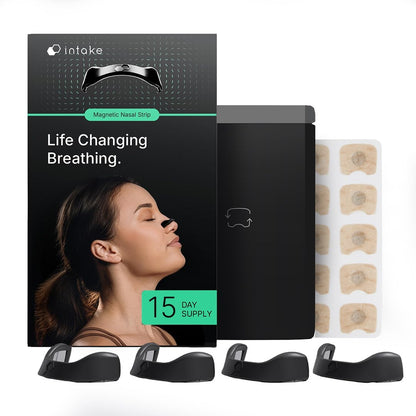 Intake Breathing Nasal Strip Starter Kit, 15 Count, Black