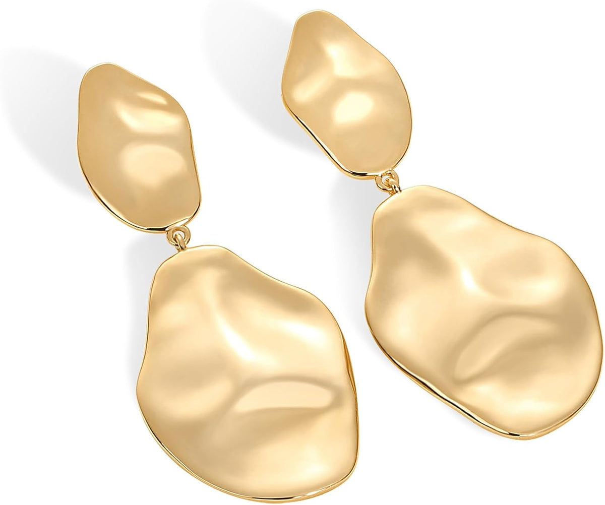PAVOI 925 Silver Drop Earrings, Yellow Gold, 50 x 21.5 mm - view 6
