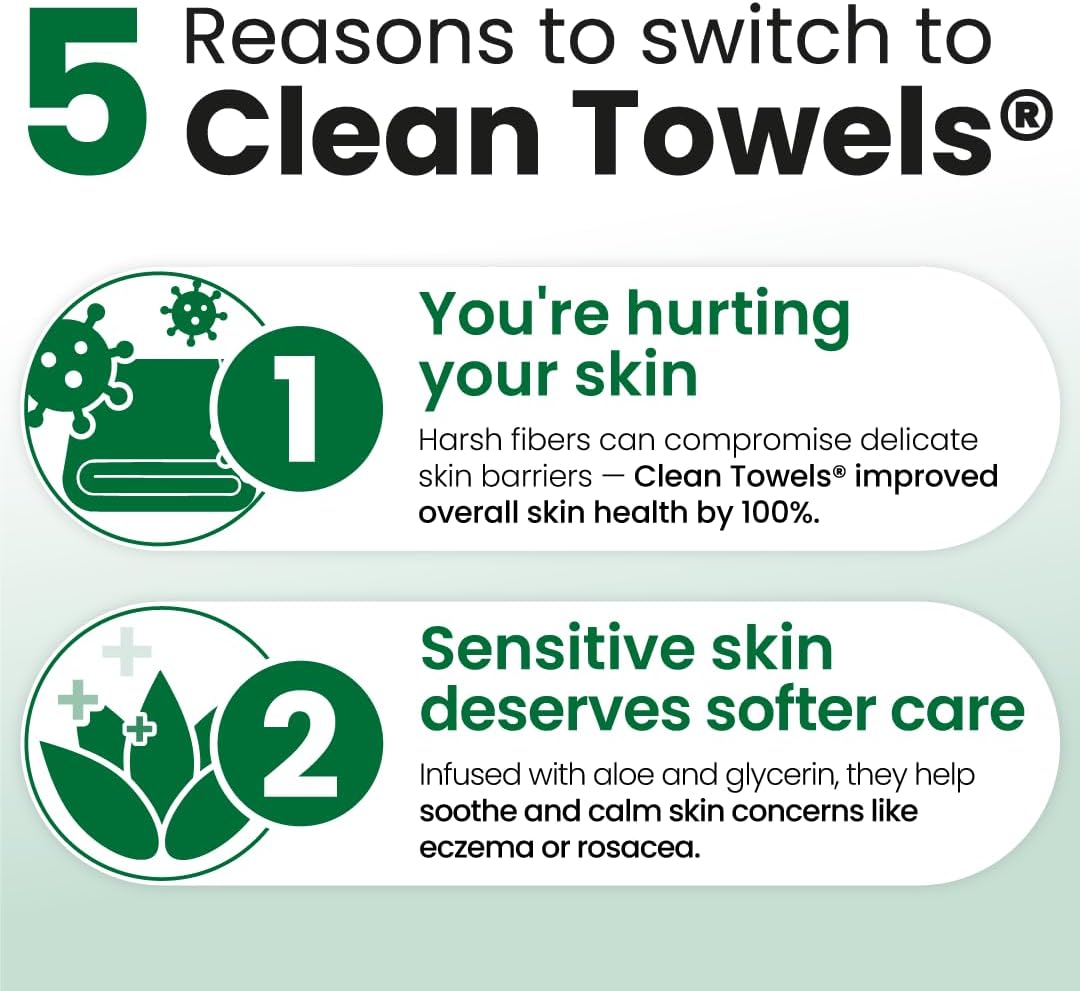 Clean Skin Club Sensitive Skin Clean Towels XL, 10 Count - view 4