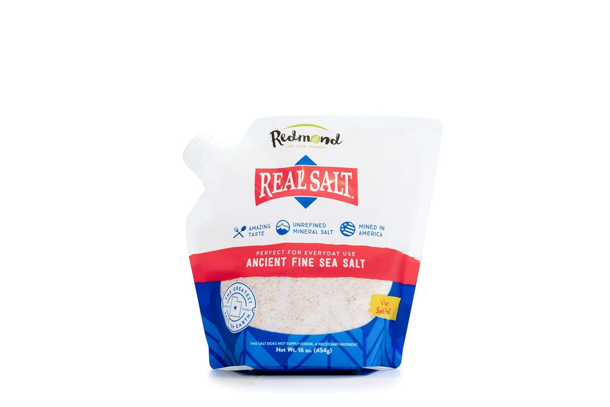 Redmond Real Salt Ancient Fine Sea Salt, Unrefined, 16 oz Pouch