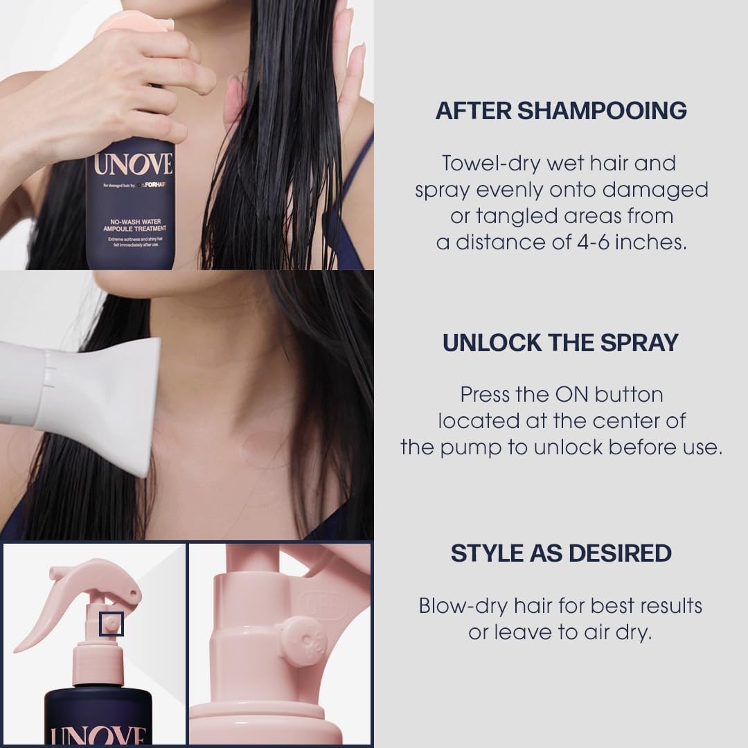 UNOVE No-Wash Water Ampoule Hair Treatment 200ml (6.8 fl oz) - view 3