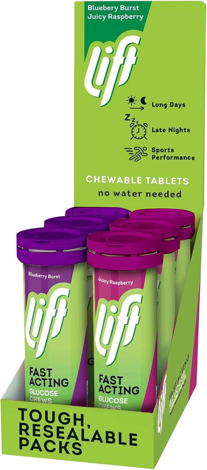 Lift Fast Acting Glucose Tablets, Mixed Berry, 6 Tubs of 10