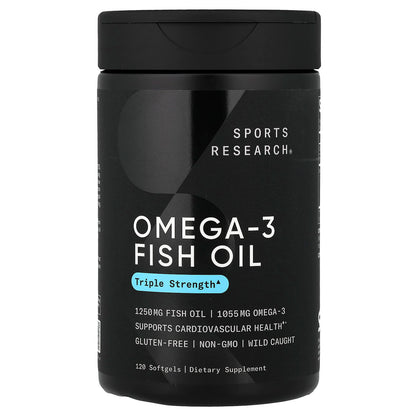 Sports Research Omega-3 Fish Oil Triple Strength, 120 Softgels