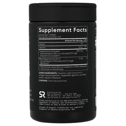 Sports Research Turmeric Curcumin, 120 Softgels - view 2