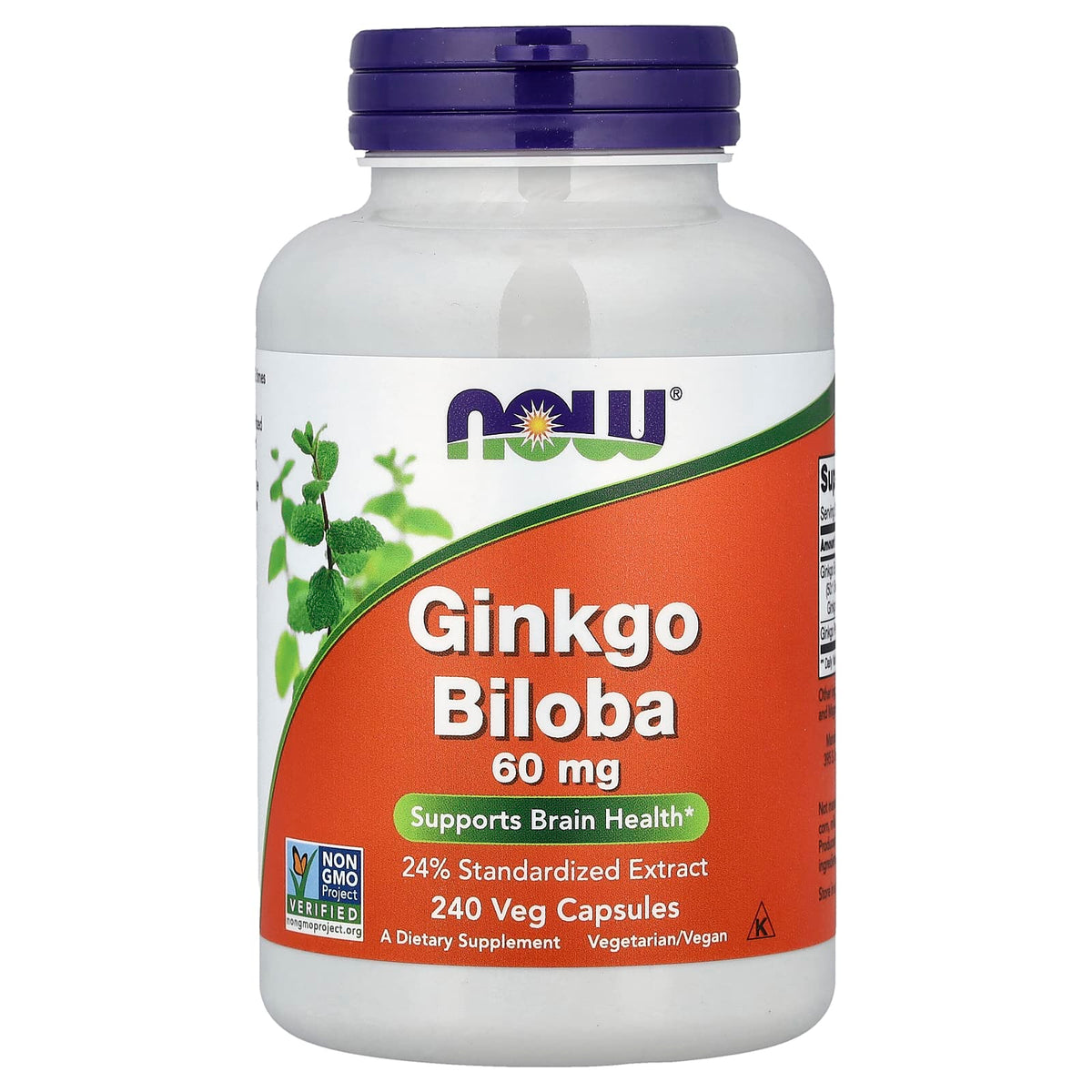 NOW Foods Ginkgo Biloba, 60 mg, 240 Veg Capsules — product view