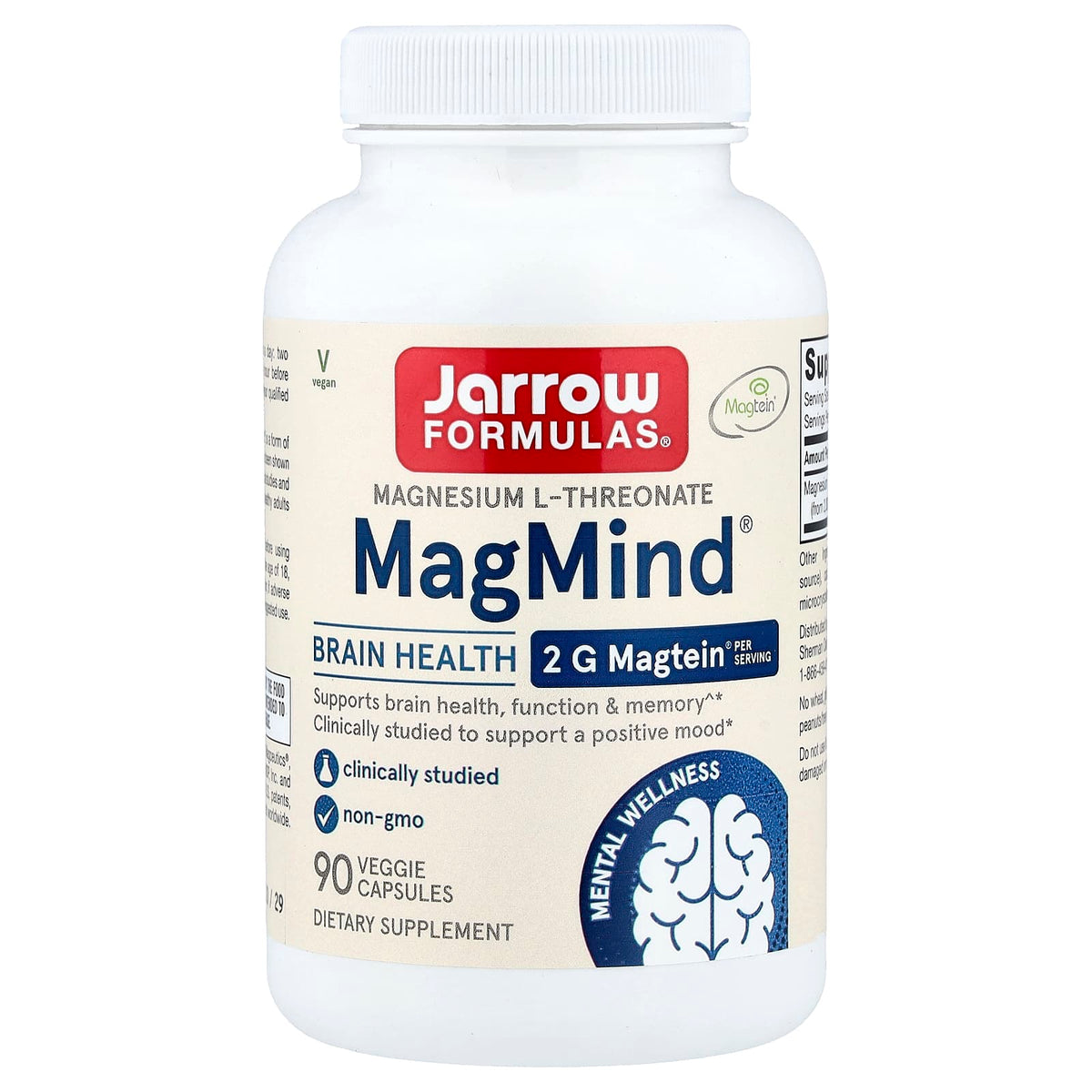 Jarrow Formulas MagMind, 90 Veggie Capsules (48 mg per Capsule) — product view
