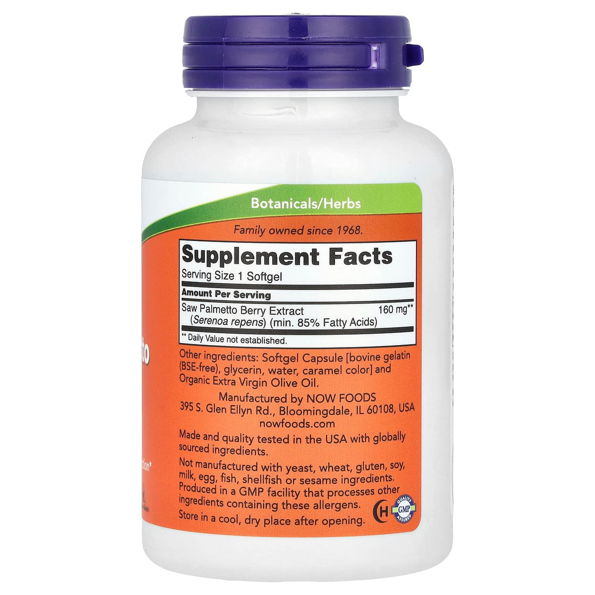 NOW Foods Saw Palmetto Extract, 160 mg, 240 Softgels — alternate product view