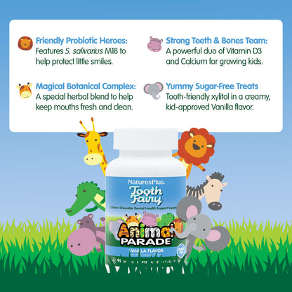 NaturesPlus Animal Parade Tooth Fairy Children's Chewable, Vanilla, 90 Tablets - view 3