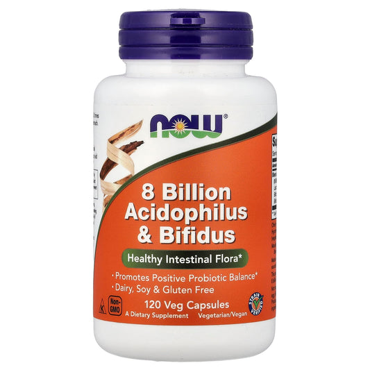 NOW Foods 8 Billion Acidophilus & Bifidus, 120 Veg Capsules (68 mg per Capsule)