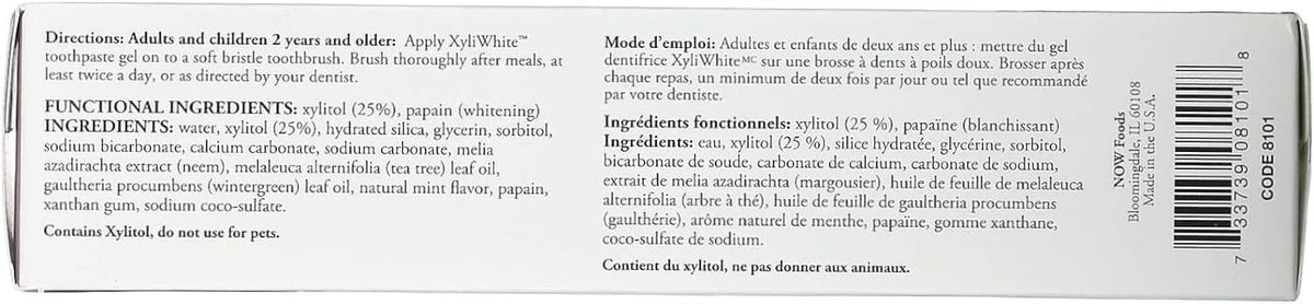 NOW Xyliwhite Neem and Tea Tree Toothpaste Gel, Mint 6.4 oz, Pack of 2 - view 4