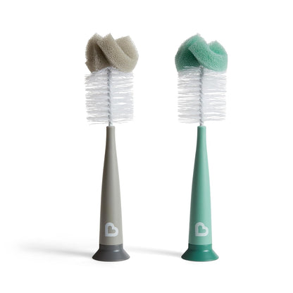 Munchkin Sponge Bottle Brush, Grey and Sage, 2 Count