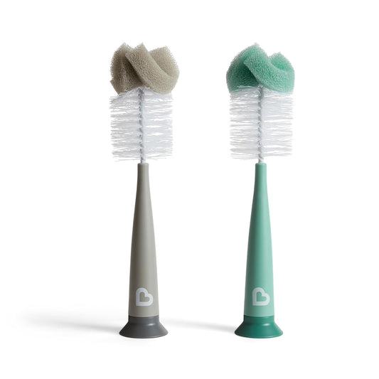Munchkin Sponge Bottle Brush, Grey and Sage, 2 Count