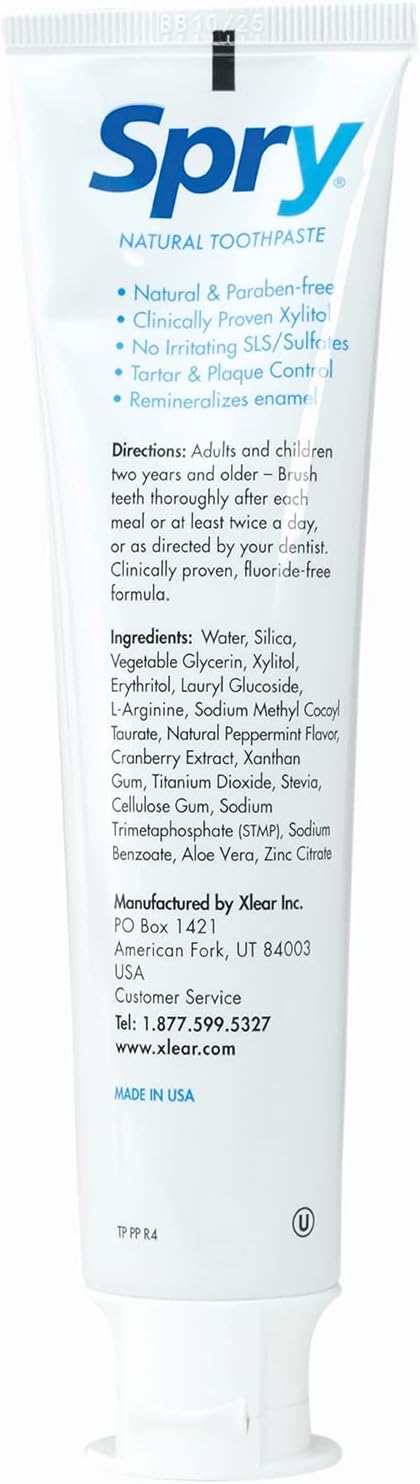 Spry Natural Fluoride-Free Xylitol Toothpaste Peppermint 6 x 141 g - view 6