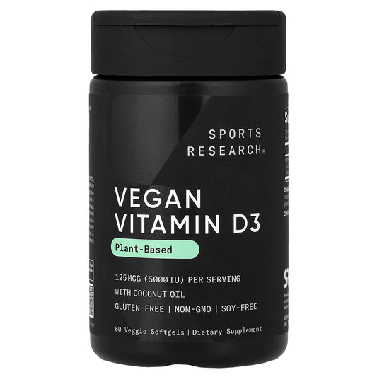 Sports Research Vegan Vitamin D3 125 mcg (5,000 IU), 60 Veggie Softgels