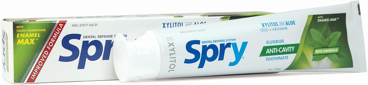 Spry Natural Xylitol Toothpaste with Fluoride Spearmint 2 x 141 g — product view