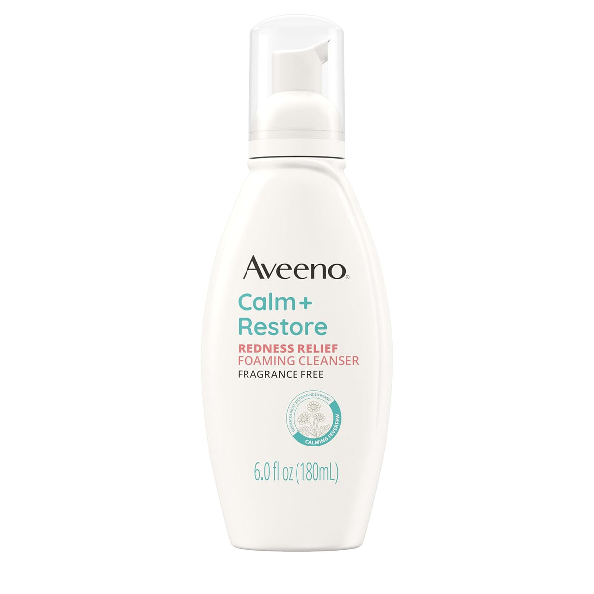 Aveeno Calm + Restore Redness Relief Foaming Cleanser, Fragrance-Free, 6 fl oz