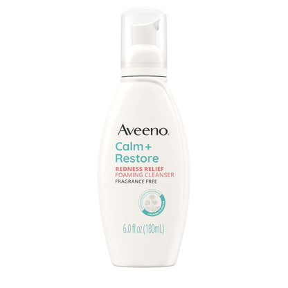 Aveeno Calm + Restore Redness Relief Foaming Cleanser, Fragrance-Free, 6 fl oz