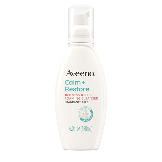 Aveeno Calm + Restore Redness Relief Foaming Cleanser, Fragrance-Free, 6 fl oz