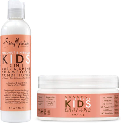 Shea Moisture Kids Curling Butter Cream and Curl & Shine Shampoo Set