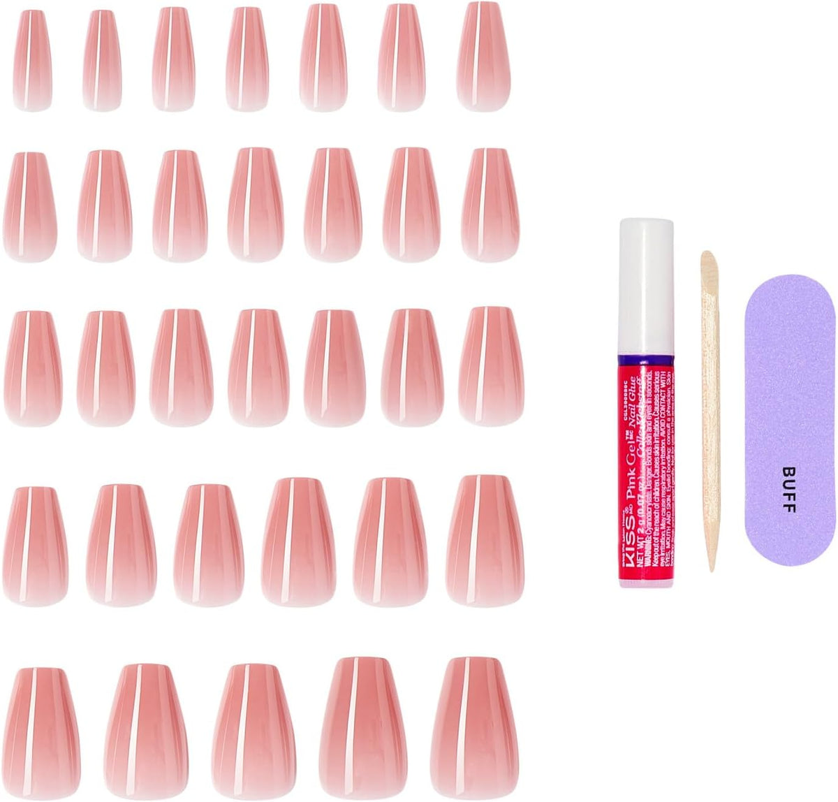 Kiss Core Color Press On Nails Jubilation, Pink, Medium Coffin, 32 Count - view 4