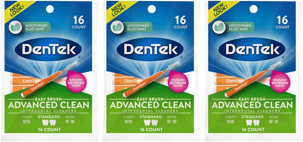 DenTek Easy Brush Interdental Cleaners Standard, 16 Count, Pack of 3