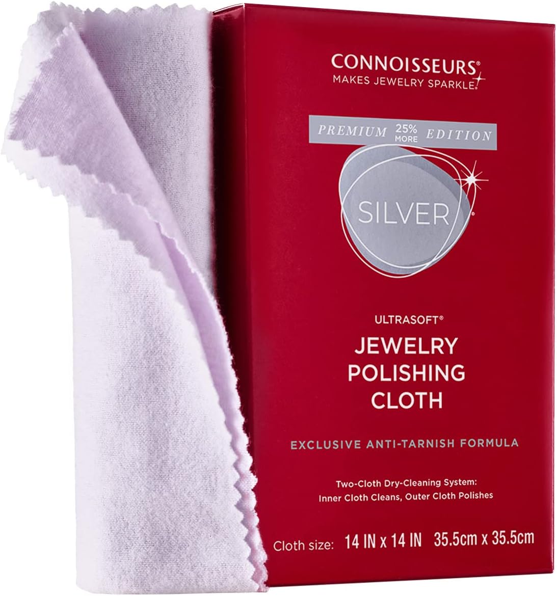 Connoisseurs Extra Large Silver Polishing Cloth, 14 x 14 Inches