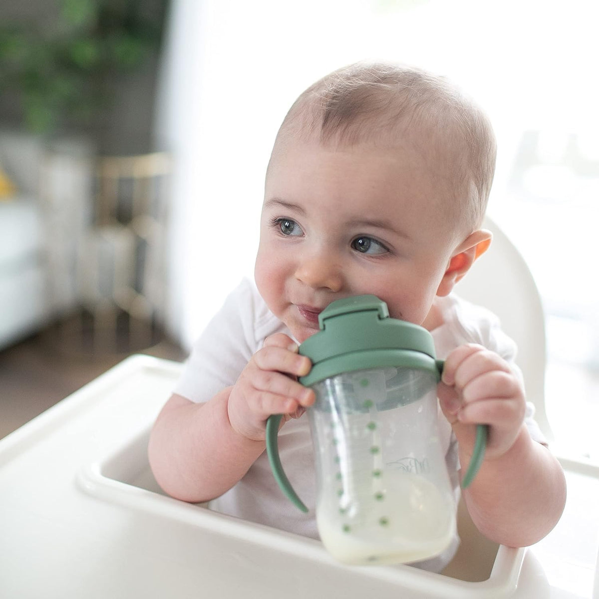 Dr. Brown's Milestones Baby's First Straw Cup, Olive Green — alternate product view