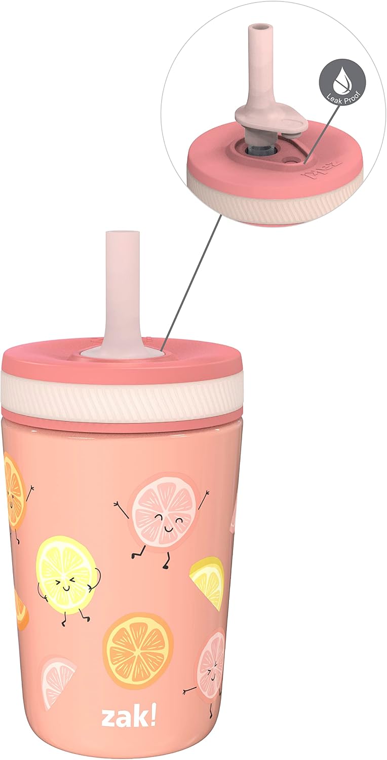 Zak Designs Happy Fruit Kelso 12 oz Stainless Steel Toddler Cup — product view