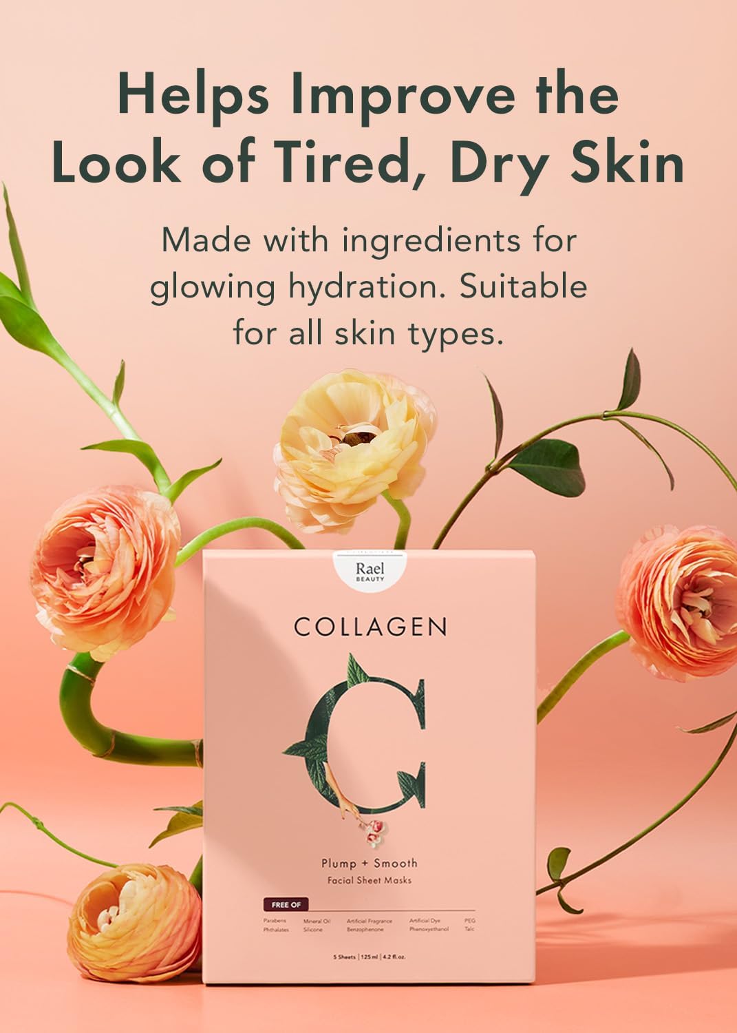 Rael Collagen Face Sheet Masks, Plumping & Smoothing, 5 Sheets - view 5