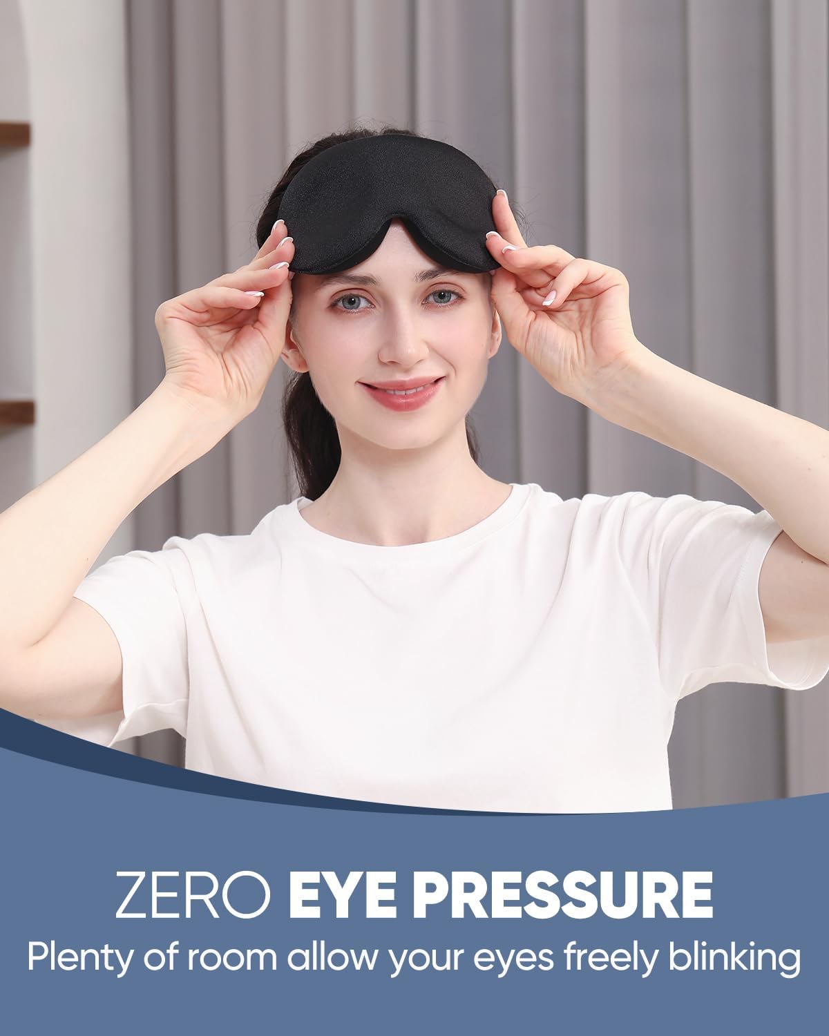 MZOO Memory Foam Sleep Mask, Light Blocking, Adjustable Strap - view 2