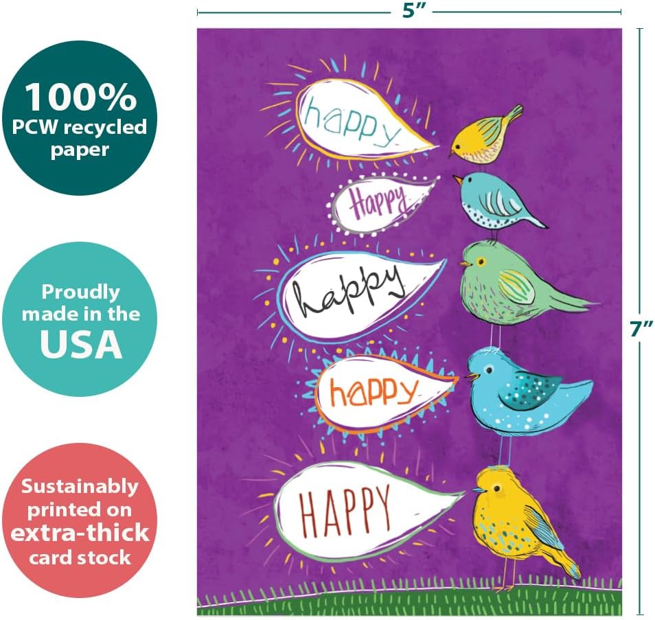 Tree-Free Greetings Birthday Card, Happy Birds, 1 Card - view 3