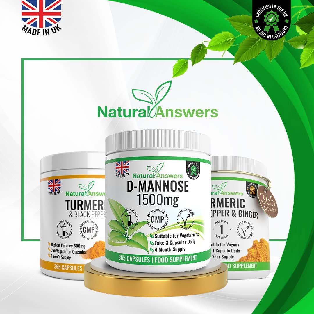 Natural Answers D-Mannose 1500 mg Vegetarian Capsules 365 Count - view 6