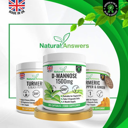 Natural Answers D-Mannose 1500 mg Vegetarian Capsules 365 Count - view 6