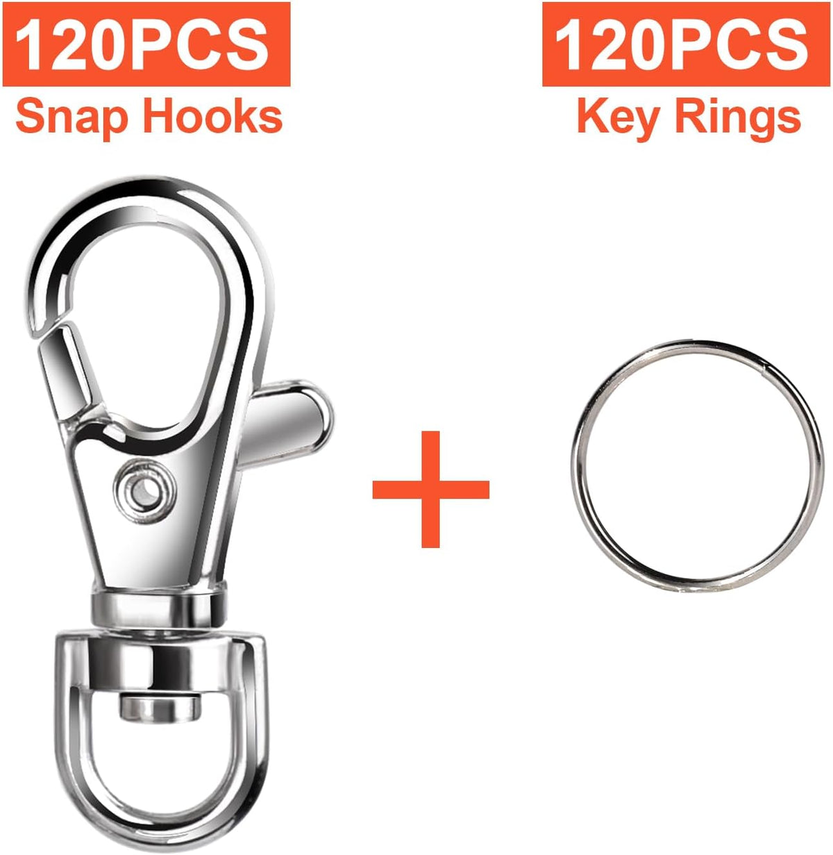 LEOBRO 240 Piece Silver Lobster Clasps and Key Rings Keychain Kit — alternate product view