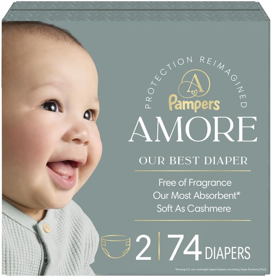 Pampers Amore Nappies Size 2 (10-22 lbs), 74 Count — product view