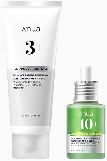 Anua Soothing and Barrier Support Duo, Azelaic Acid Serum and Ceramide Cream