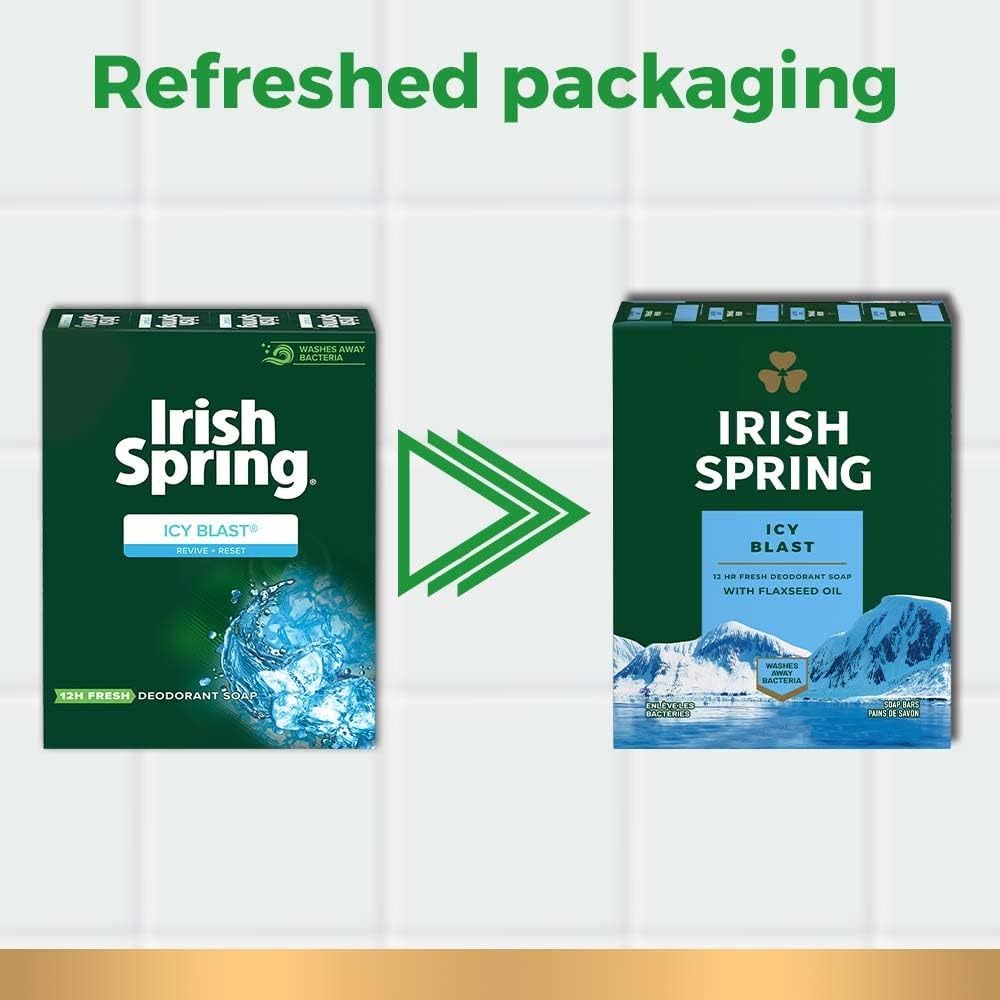 Irish Spring IcyBlast Cool Refreshment Deodorant Soap, 113 g (4 oz), Pack of 3 — alternate product view