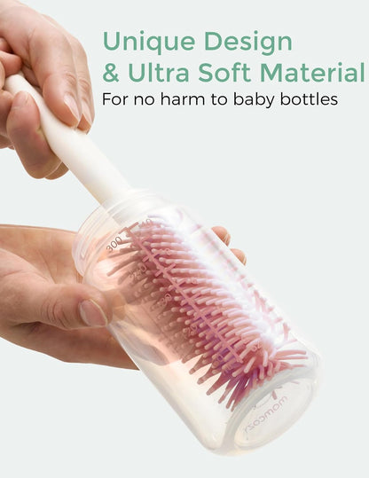 Momcozy 7-in-1 Baby Bottle Brush Set with Drying Rack, Pink - view 4