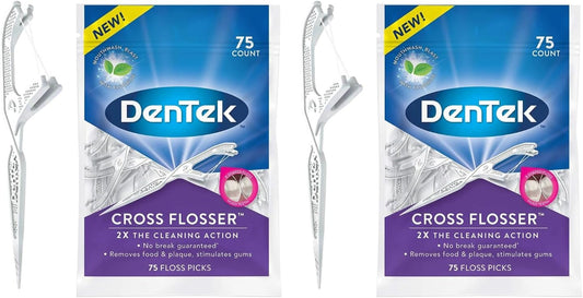DenTek Cross Flosser Plaque Control Floss Picks, 75 Count, Pack of 2